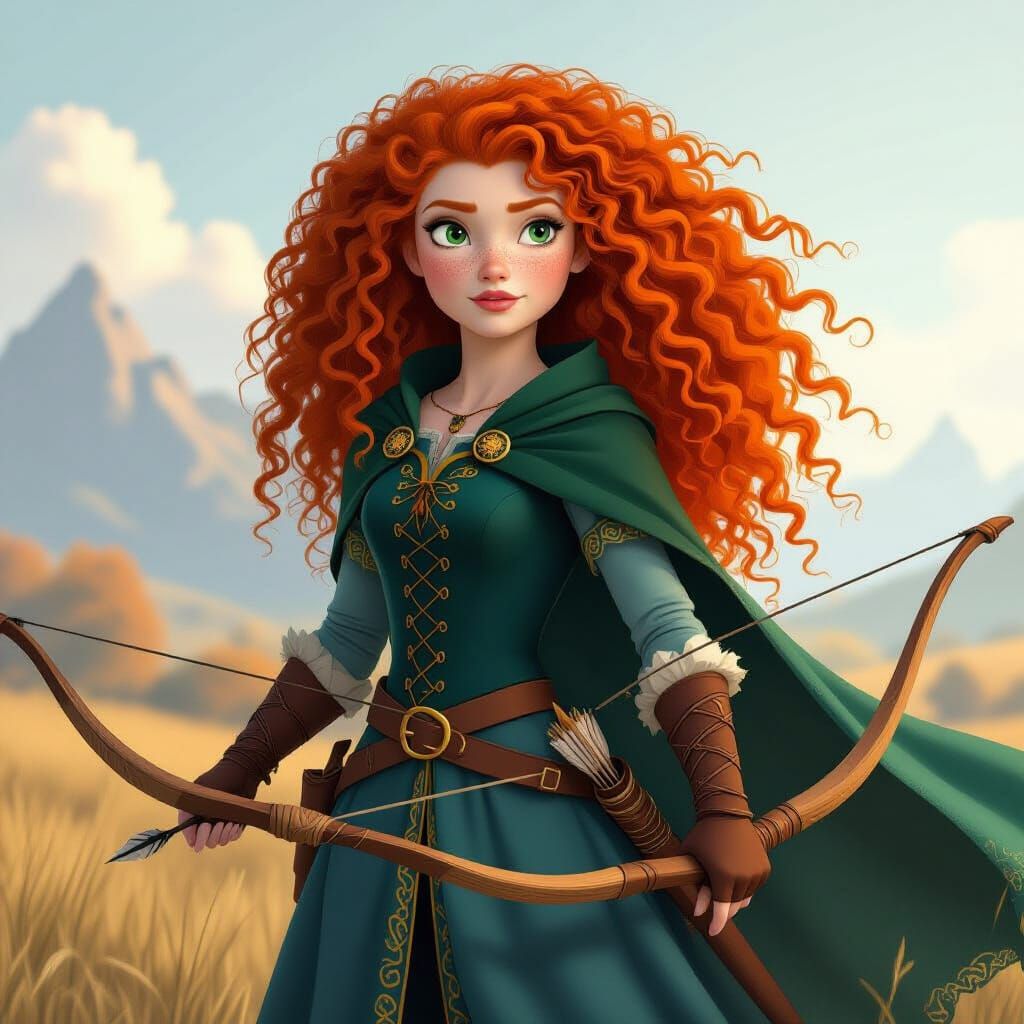 Hyperrealistic Merida Portrait in Dark Fantasy Style