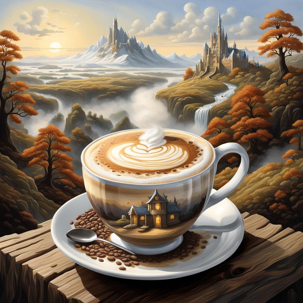 Fantasy Kingdom Cappuccino Art: Photo Realistic