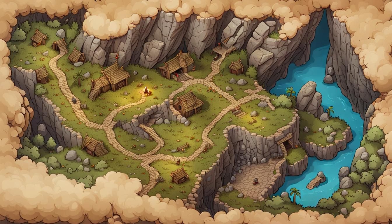 Detailed D&D Map: Skull Cave Path