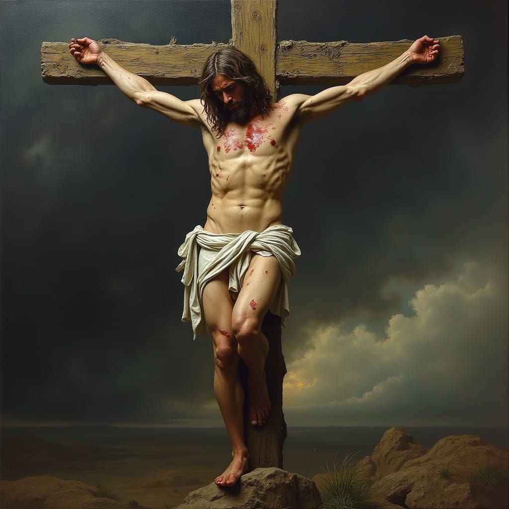 Jesus on the Cross in Dramatic Chiaroscuro