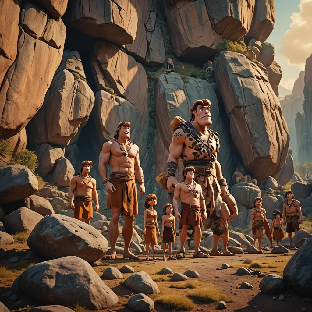 The Flintstones in Prehistoric Landscape, Cinematic Digital ...