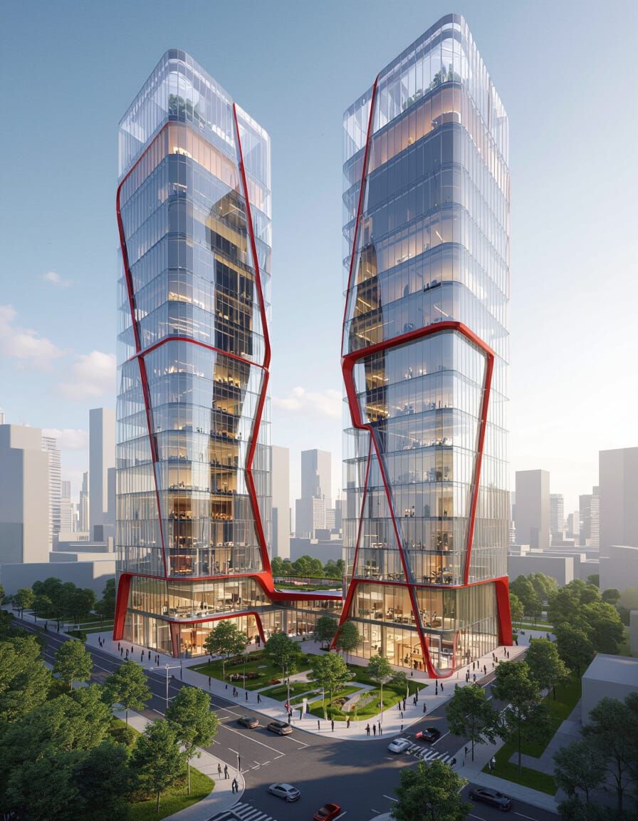 Futuristic Organic Skyscrapers in Modern Cityscape