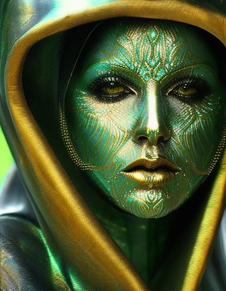 Hyperrealistic Portrait of an Alien Woman with Scales
