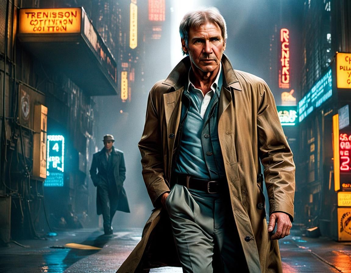 Rick Deckard Portrait in Cyberpunk Style