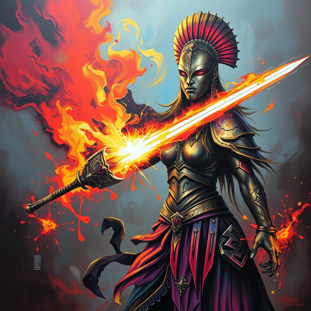 Athena: Goddess of War in Graffiti Art Style