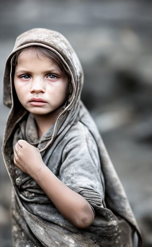 Homeless Girl Portrait in Slums: Natural Light Photography