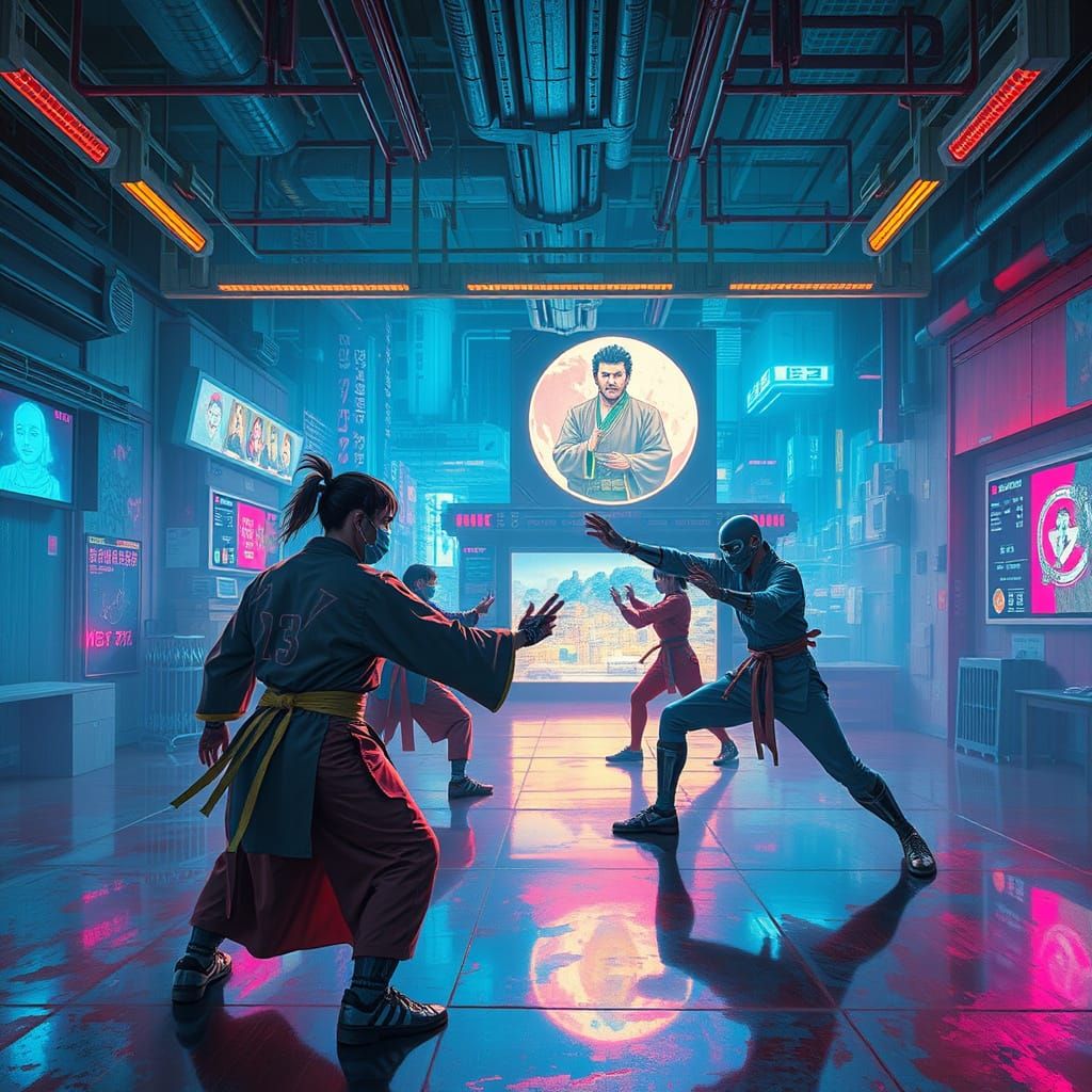 Cyberpunk Dojo: Neon and Cybernetic Martial Arts