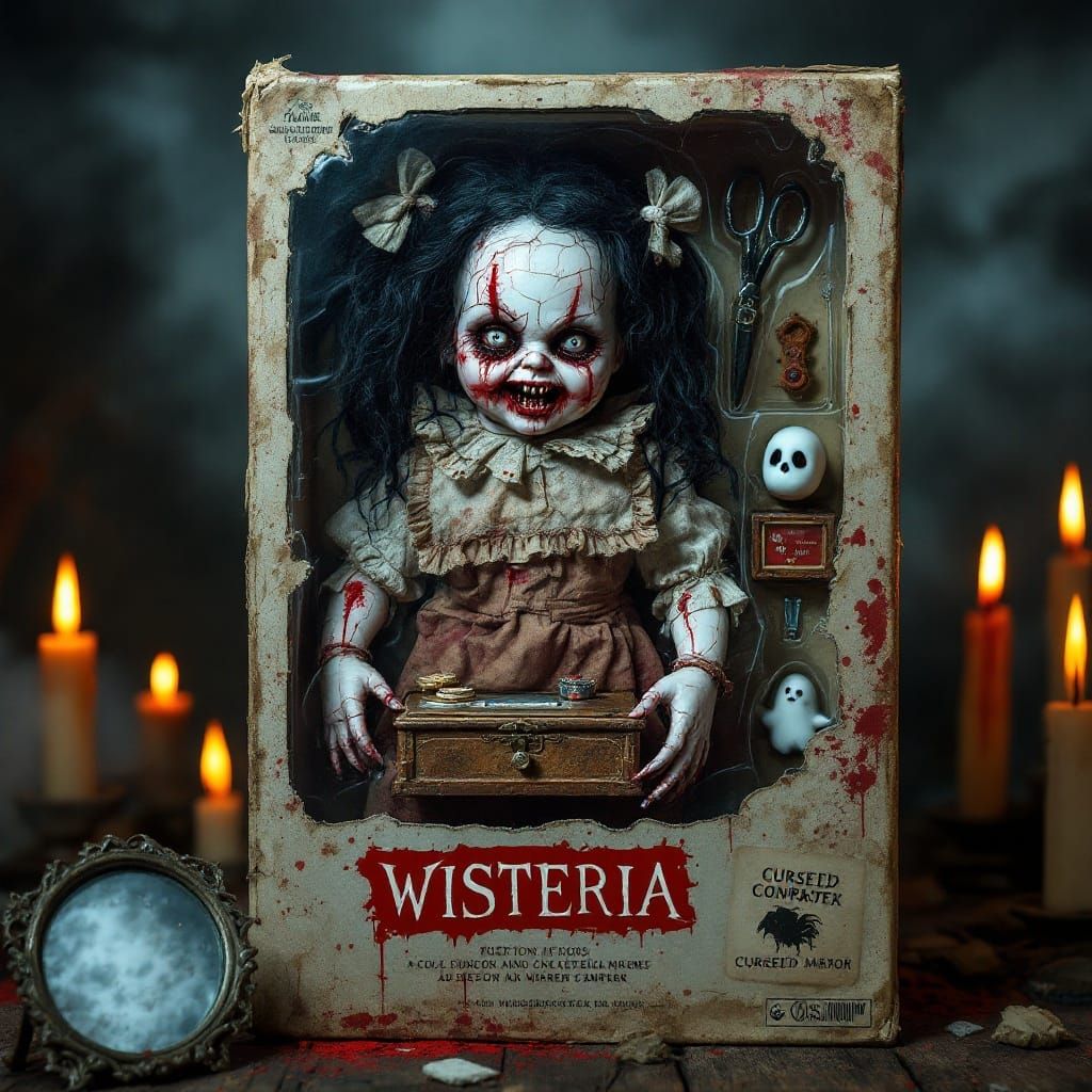 Haunted Horror Doll Collectible in Vintage Toy Box