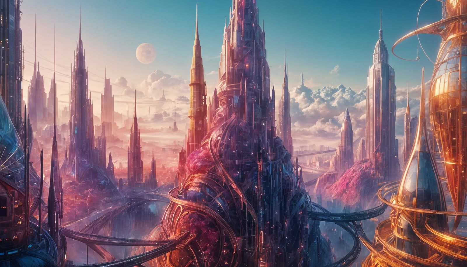 Megastructure Utopia in Cyberpunk Style