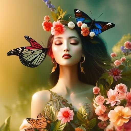 Butterfly and Beauty: Intricate Mixed Media Collage
