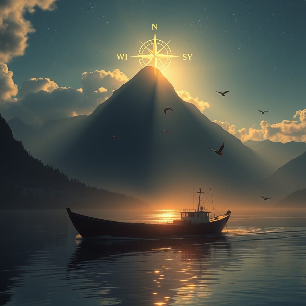 Mystical Dawn River Scene with Southern Cross