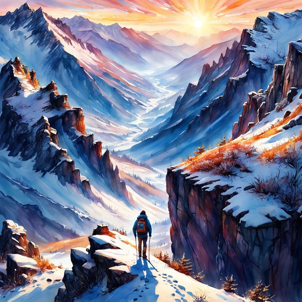 Ethereal Winter Landscape by Watercolor Artist