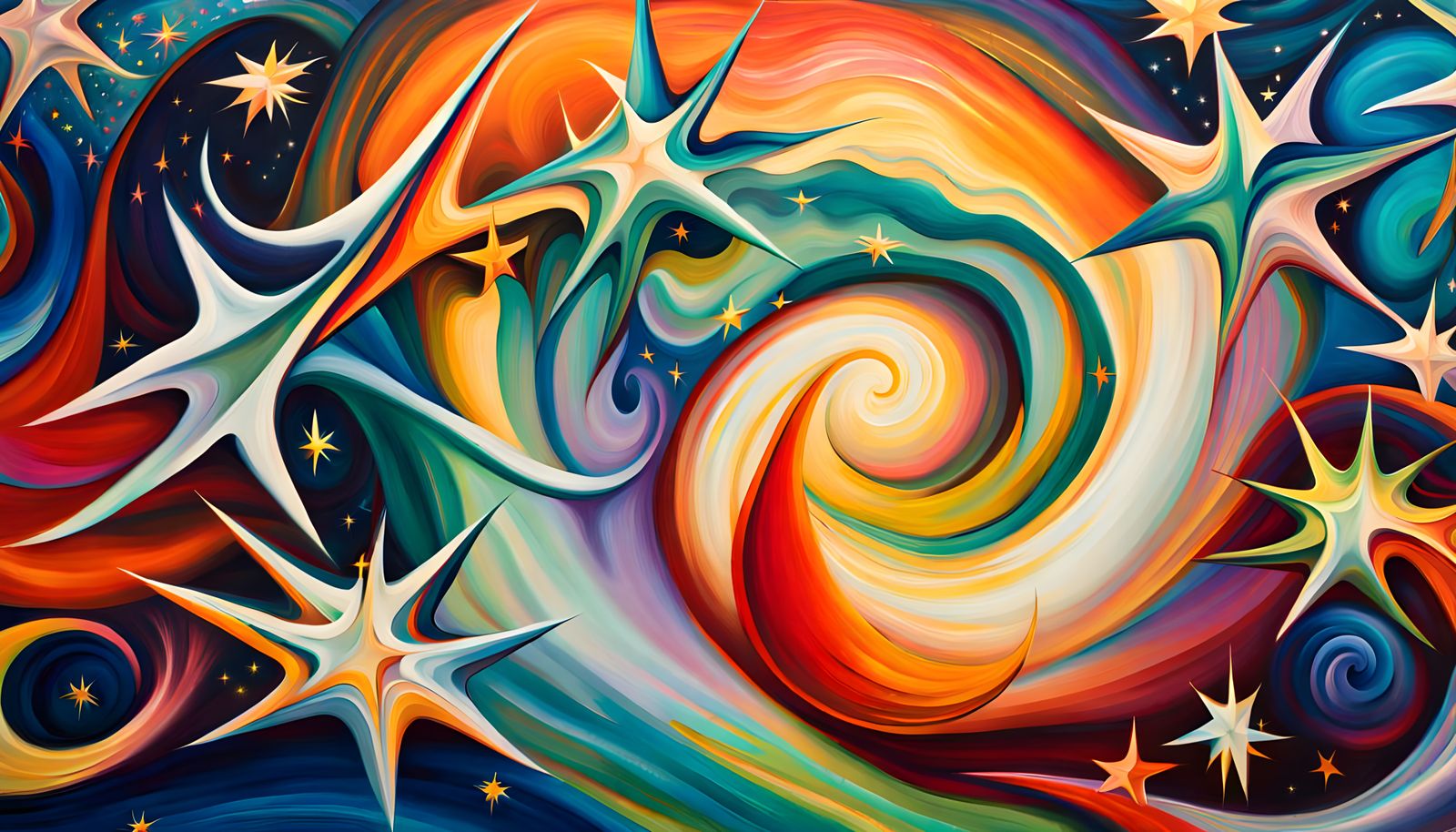Iridescent Stars with Cosmic Energy in Abstract Expressionis...