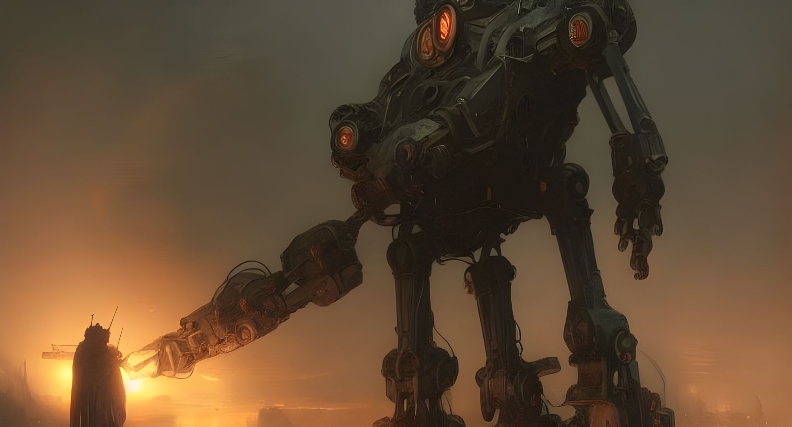 Giant Mecha War Machine in Dieselpunk Style