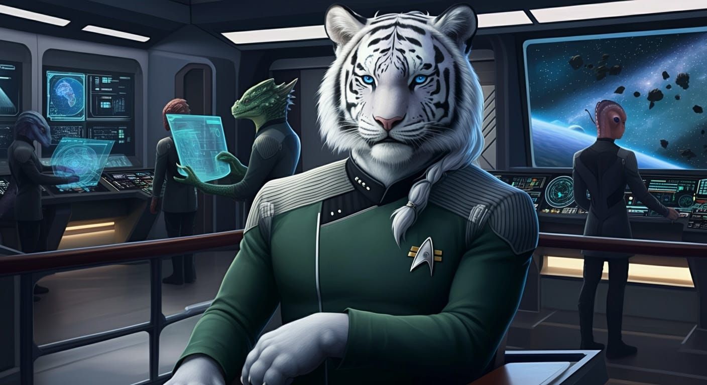 Anthropomorphic Tiger-Human Captain in Free Worlds Federatio...