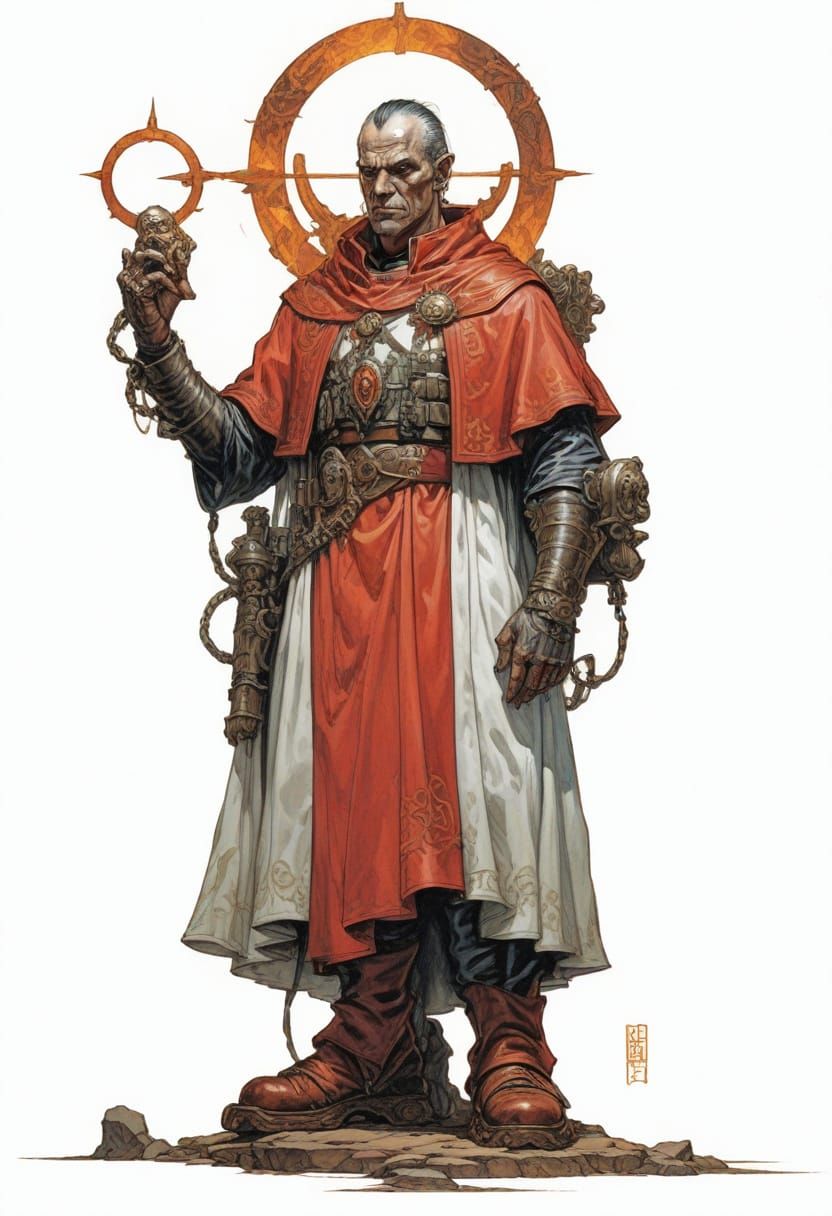 Heroic Fantasy Priest in Vivid Colors