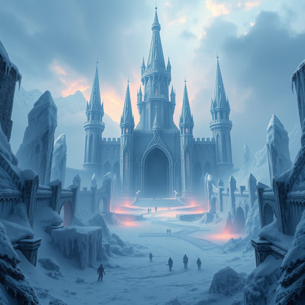 Eternal Citadel of the Frozen King in Crystal Ice and Snow