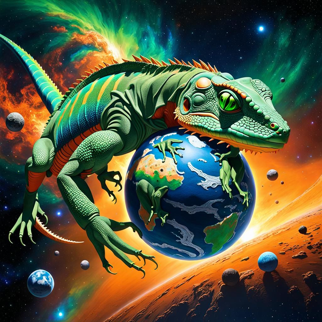 Predator of the Cosmos: The Emerald Lizard Seizes a Planet