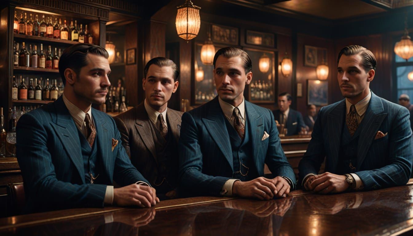 1920s Speakeasy Scene in Hyper-Realistic Style
