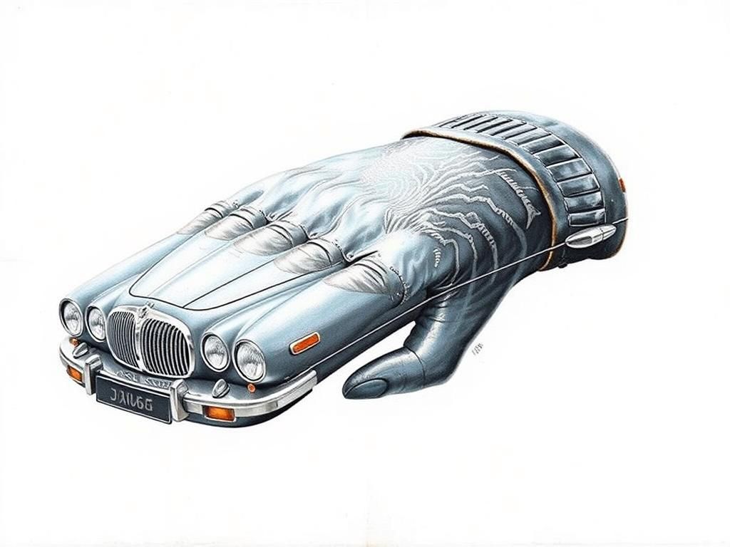 Surreal Gloved Hand Forms Jaguar Car