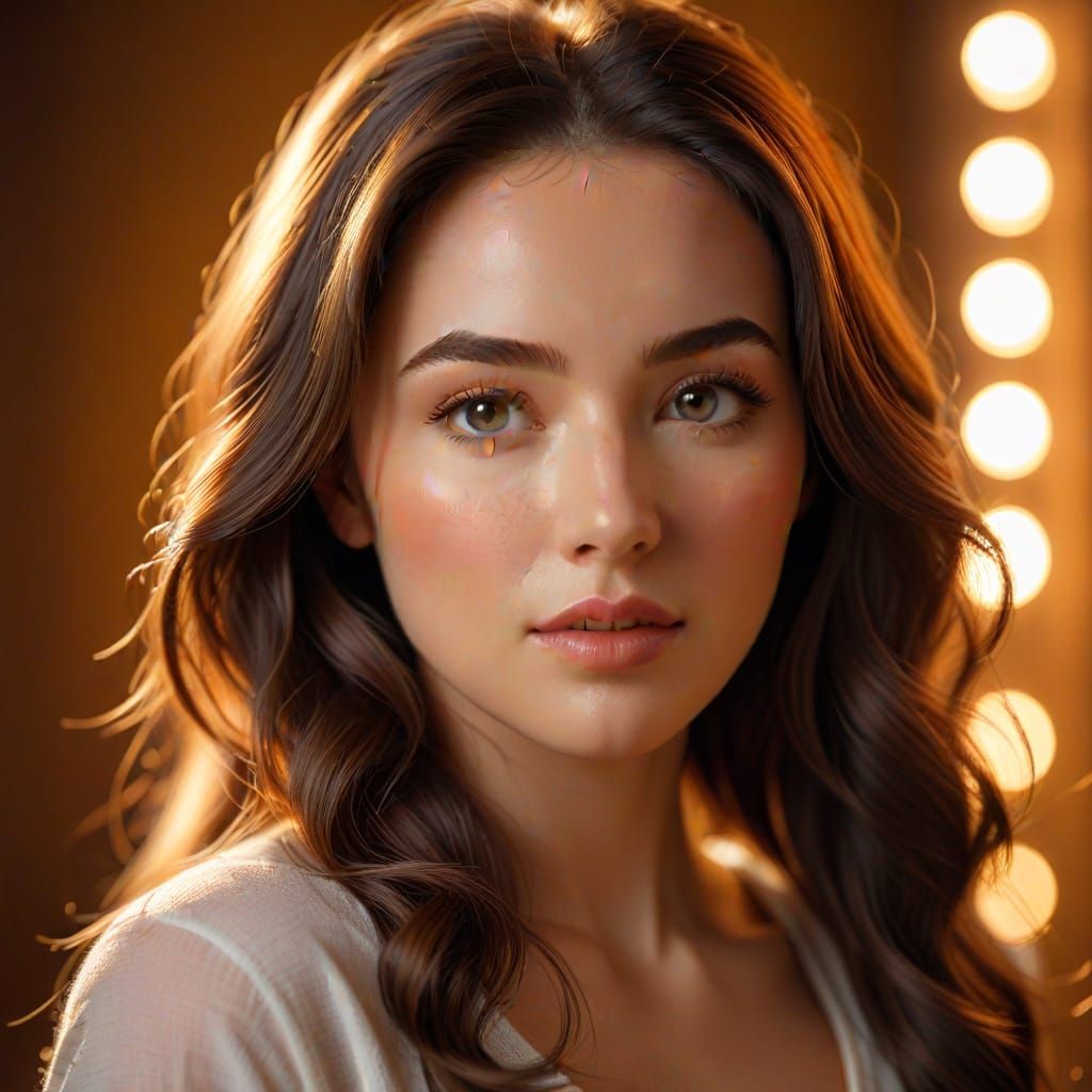 Hyperrealistic Portrait of Jessica in Golden Light