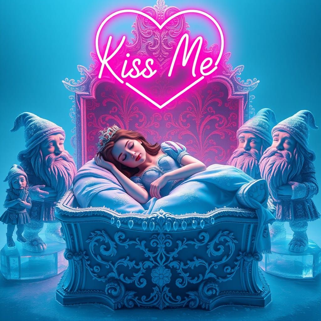 Snow White's Icy Slumber: A Digital Art Dream