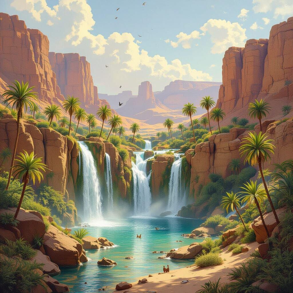 Desert Oasis Landscape Painting