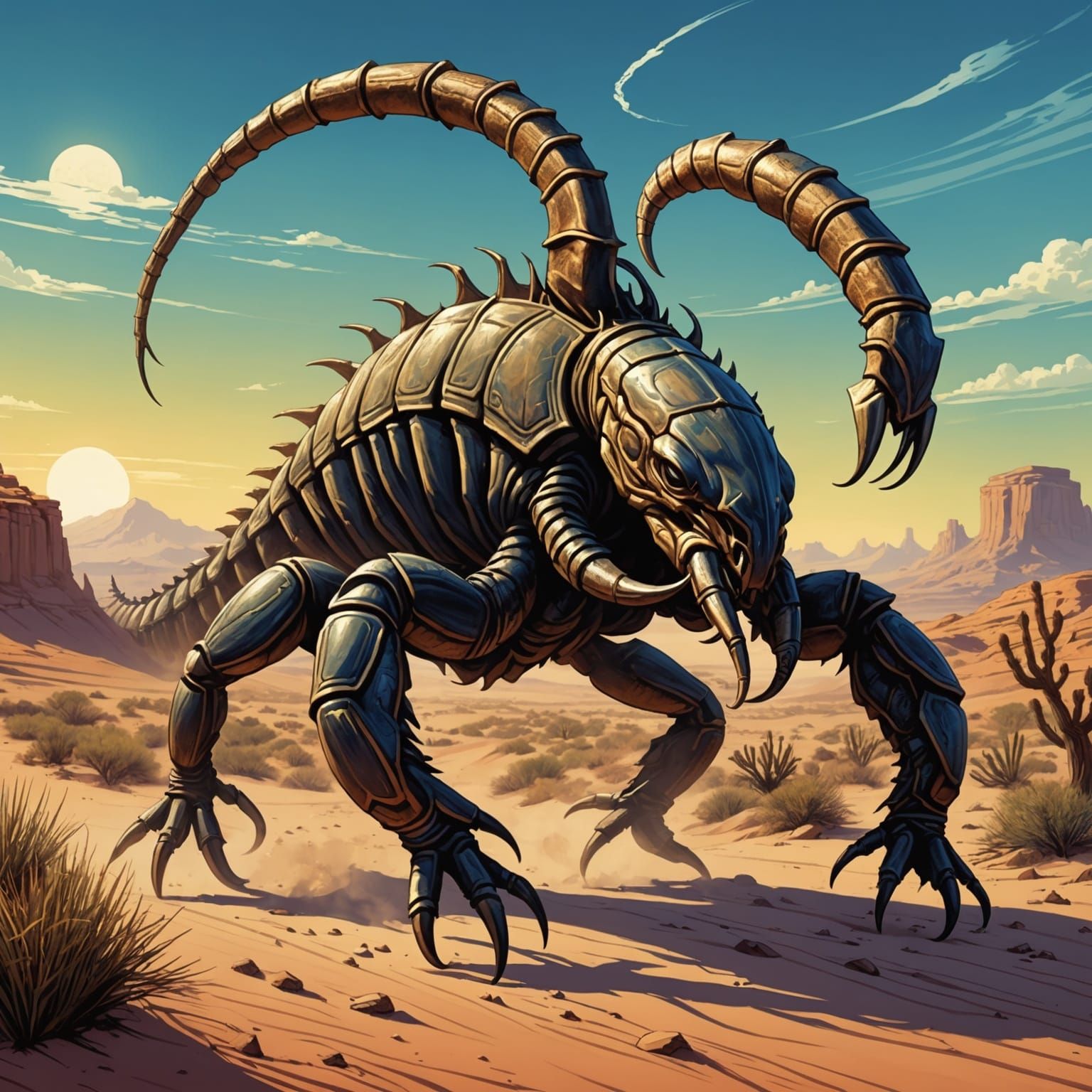 Giant Desert Scorpion in Comic Book Style
