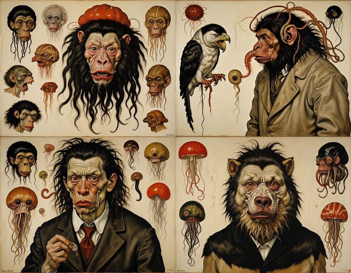 Ethereal Hybrid Form Unfolds in Disturbing Surrealist Oil Pa...