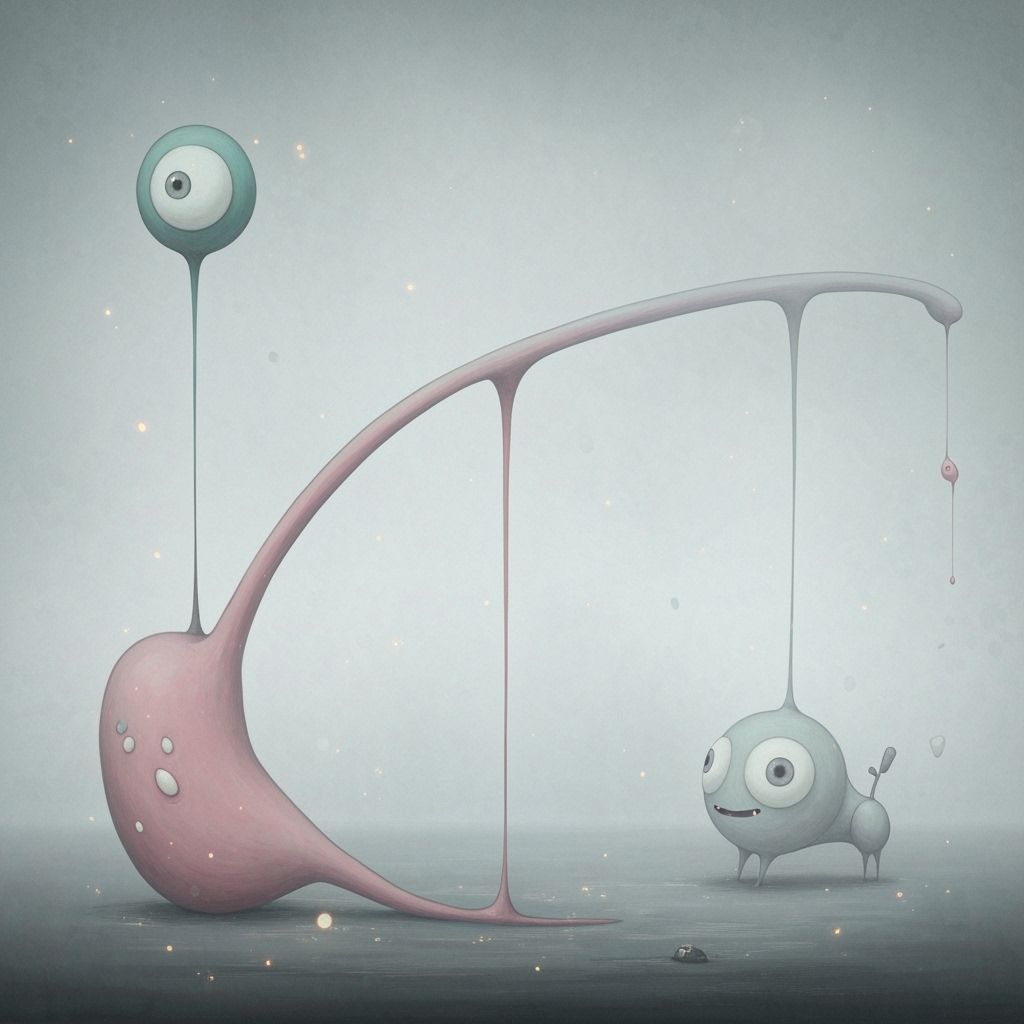 Dreamlike Misty Atmosphere with Elongated Forms