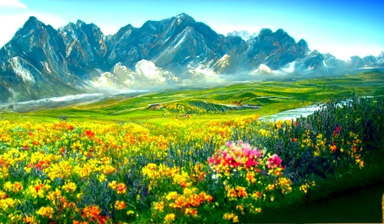 Prairie Landscape with Wildflowers as Digital Art