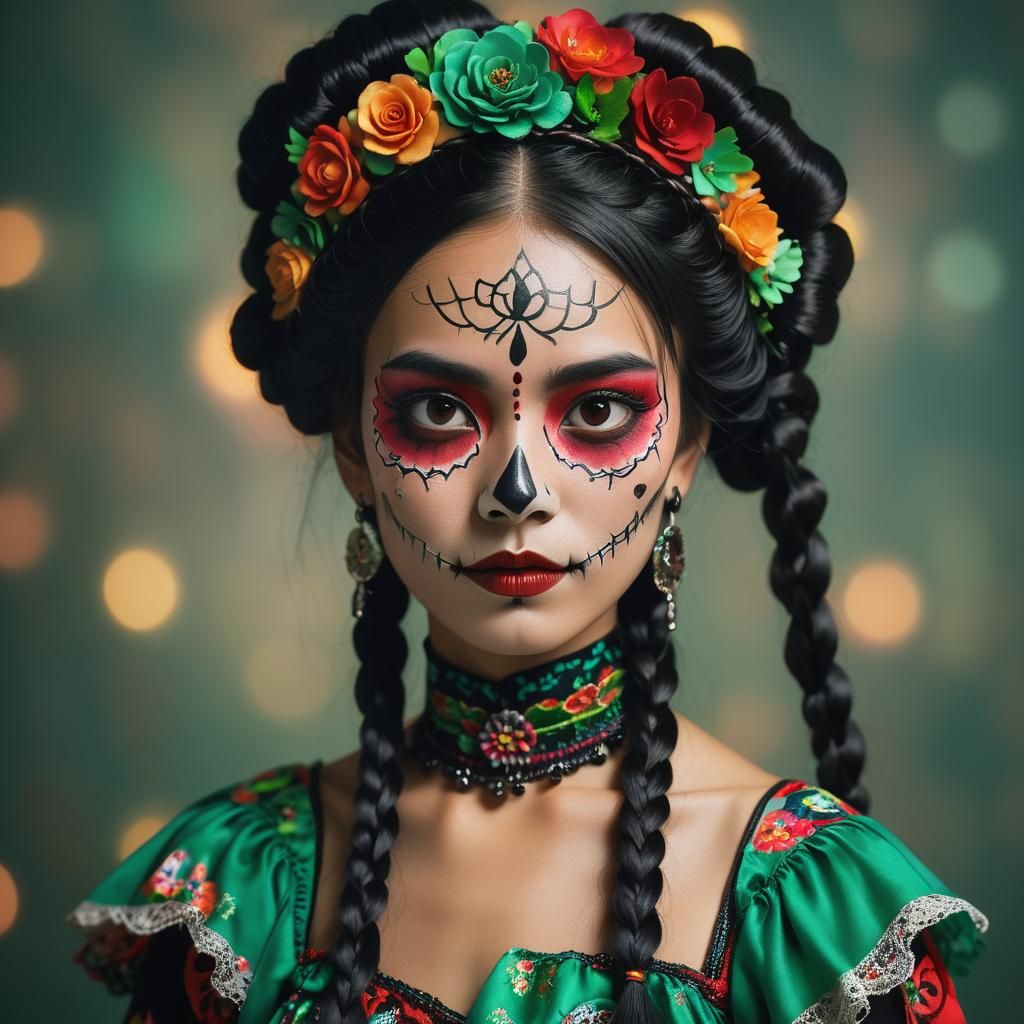 Japanese Woman as Catrina: Portrait in Photography Style