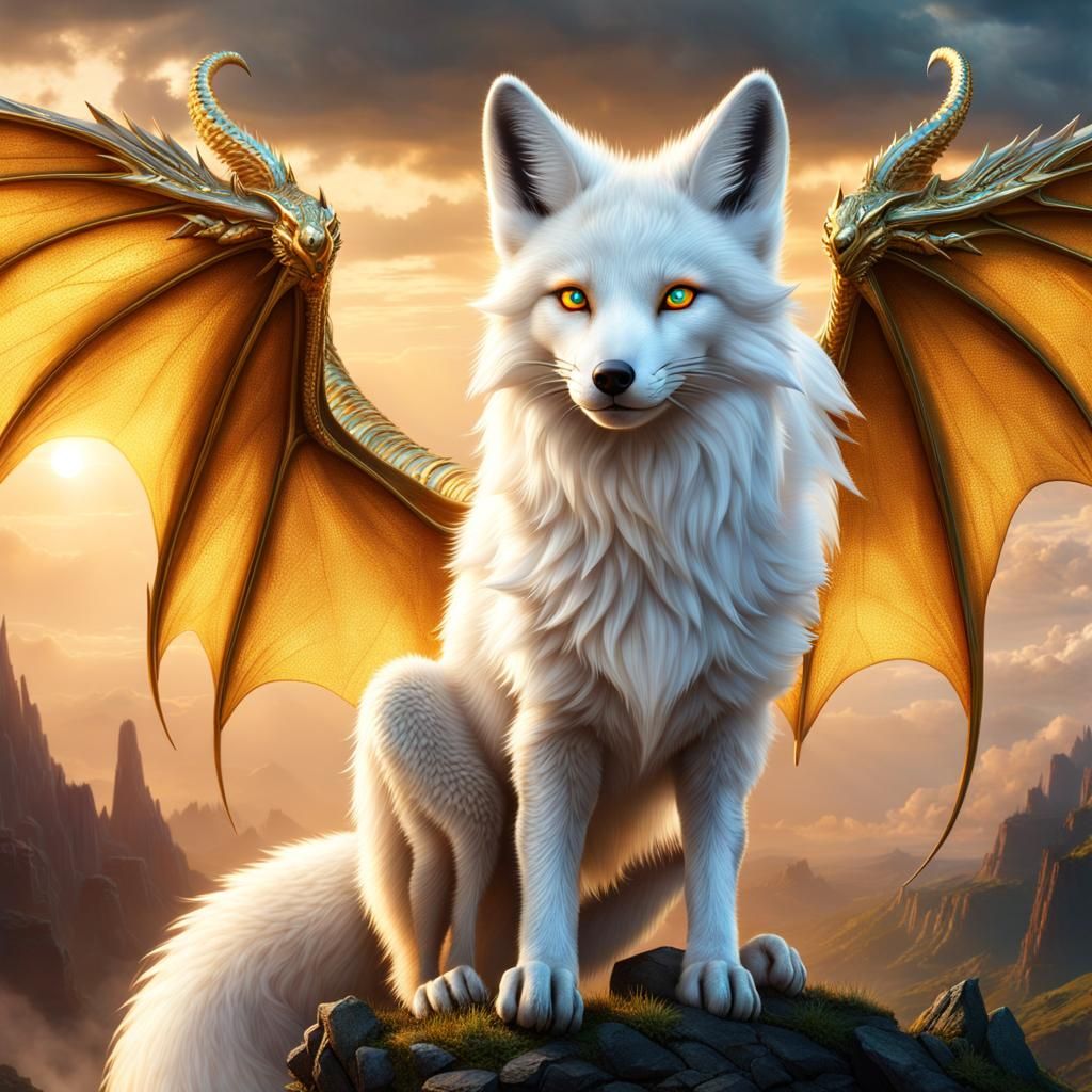 Stunning White Fox and Golden Dragon Hybrid