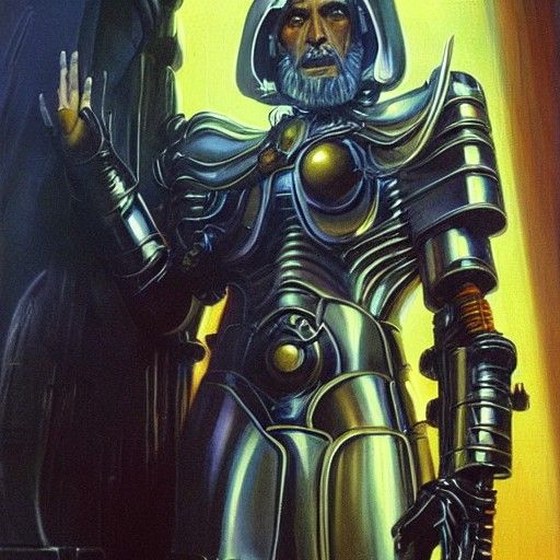 Futuristic Cybernetic Jesus in Oil Painting Style