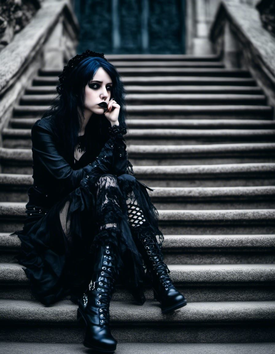 dejected goth girl