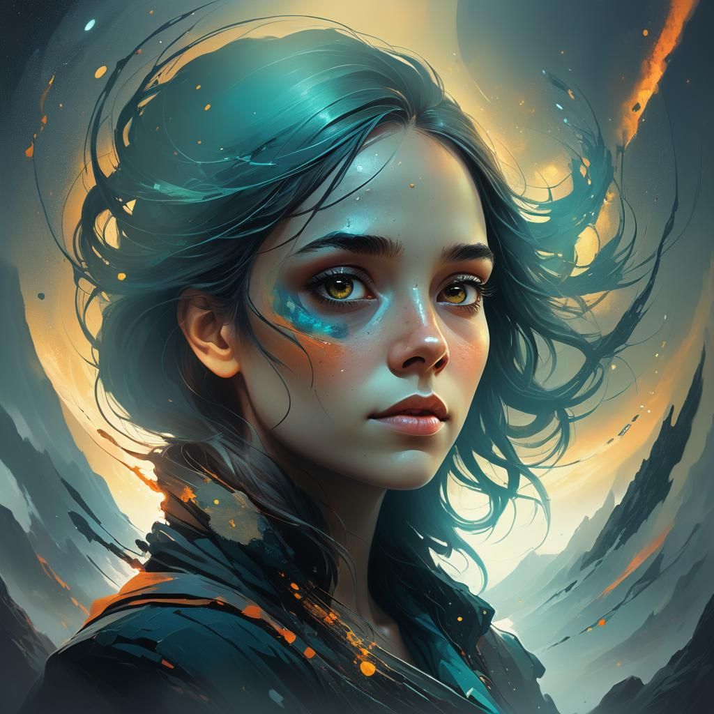 portrait of a woman in the style of   Jessica Rossier, Andre...