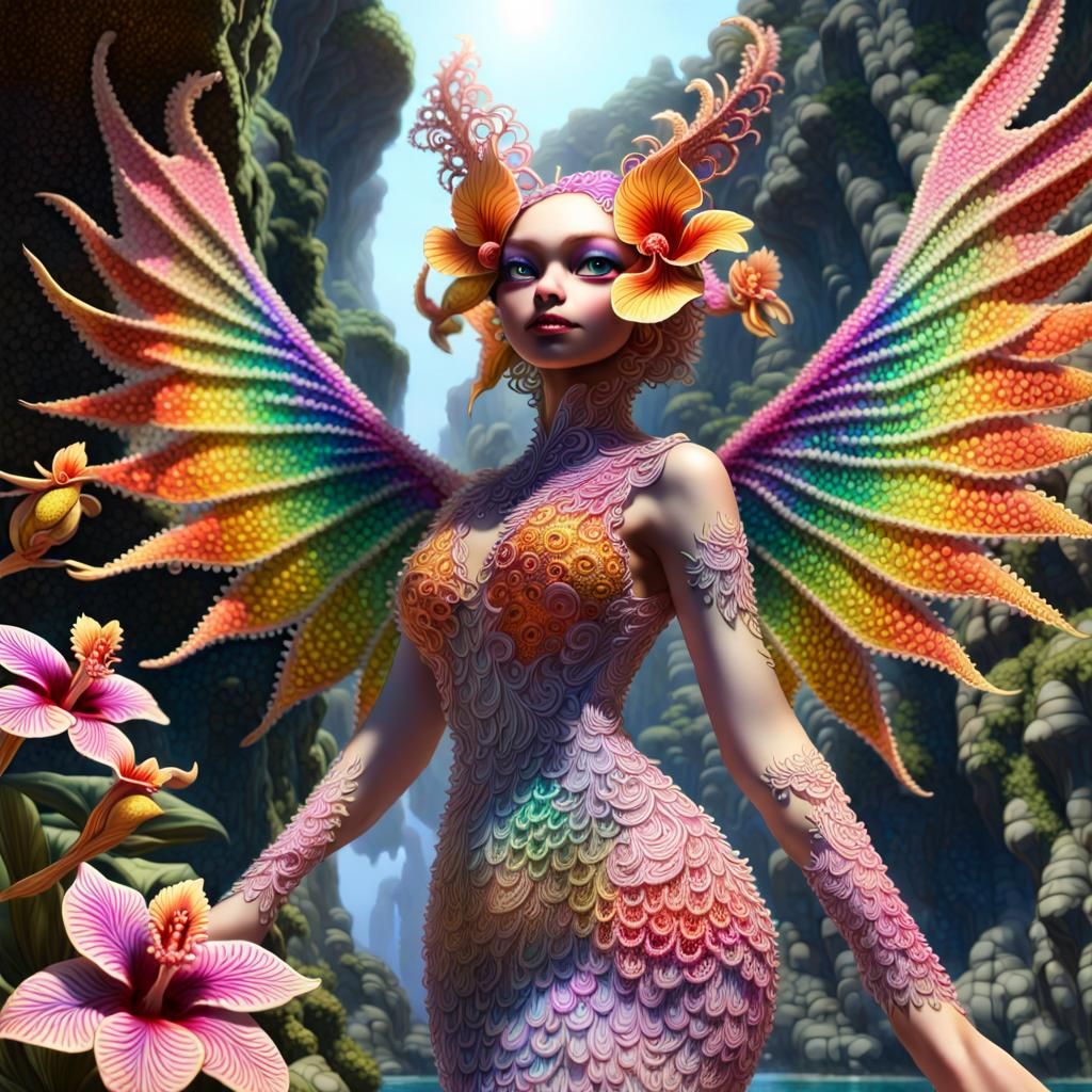 Winged Gremlins in Ethereal Fractal Japanese Garden