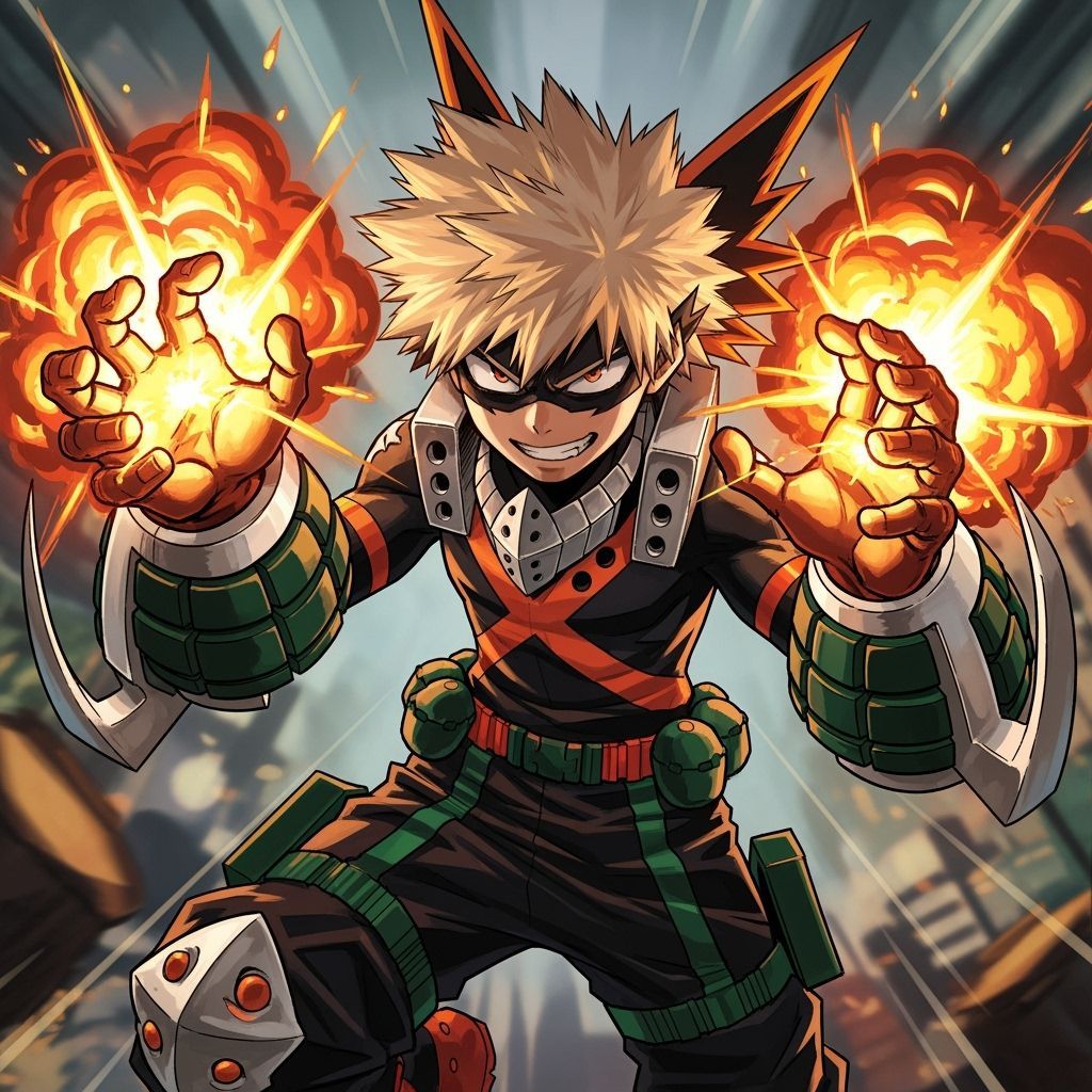 Katsuki Bakugo in Dynamic Anime Concept Art Style