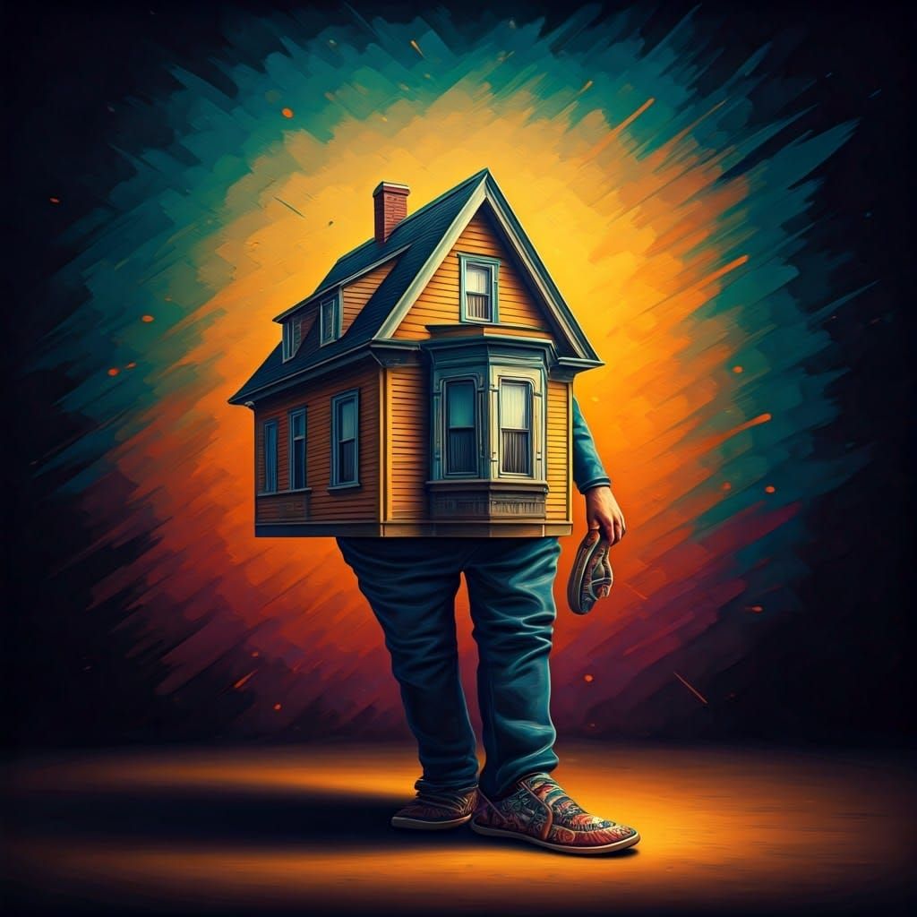House Taking Off Shoe in Hyperrealistic Concept Art