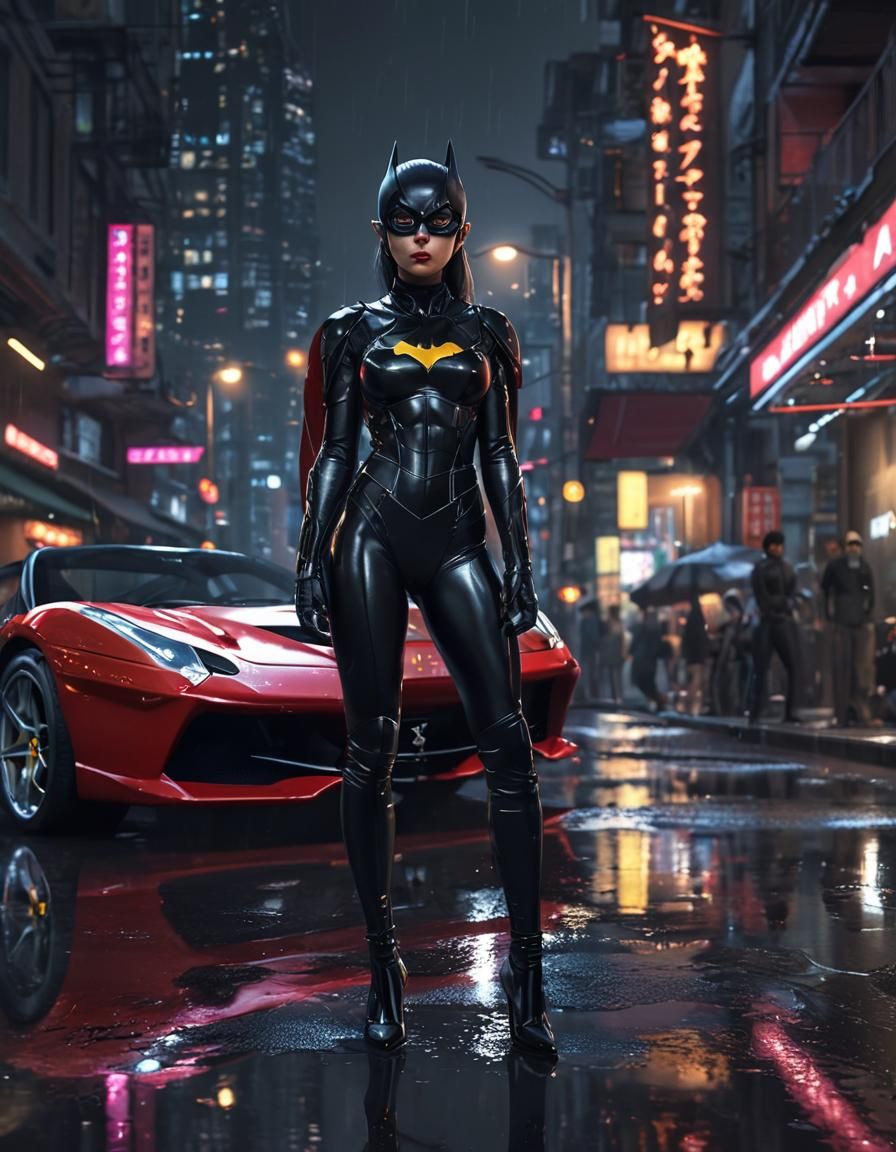 Bat Girl in Gotham City: Anime Concept Art