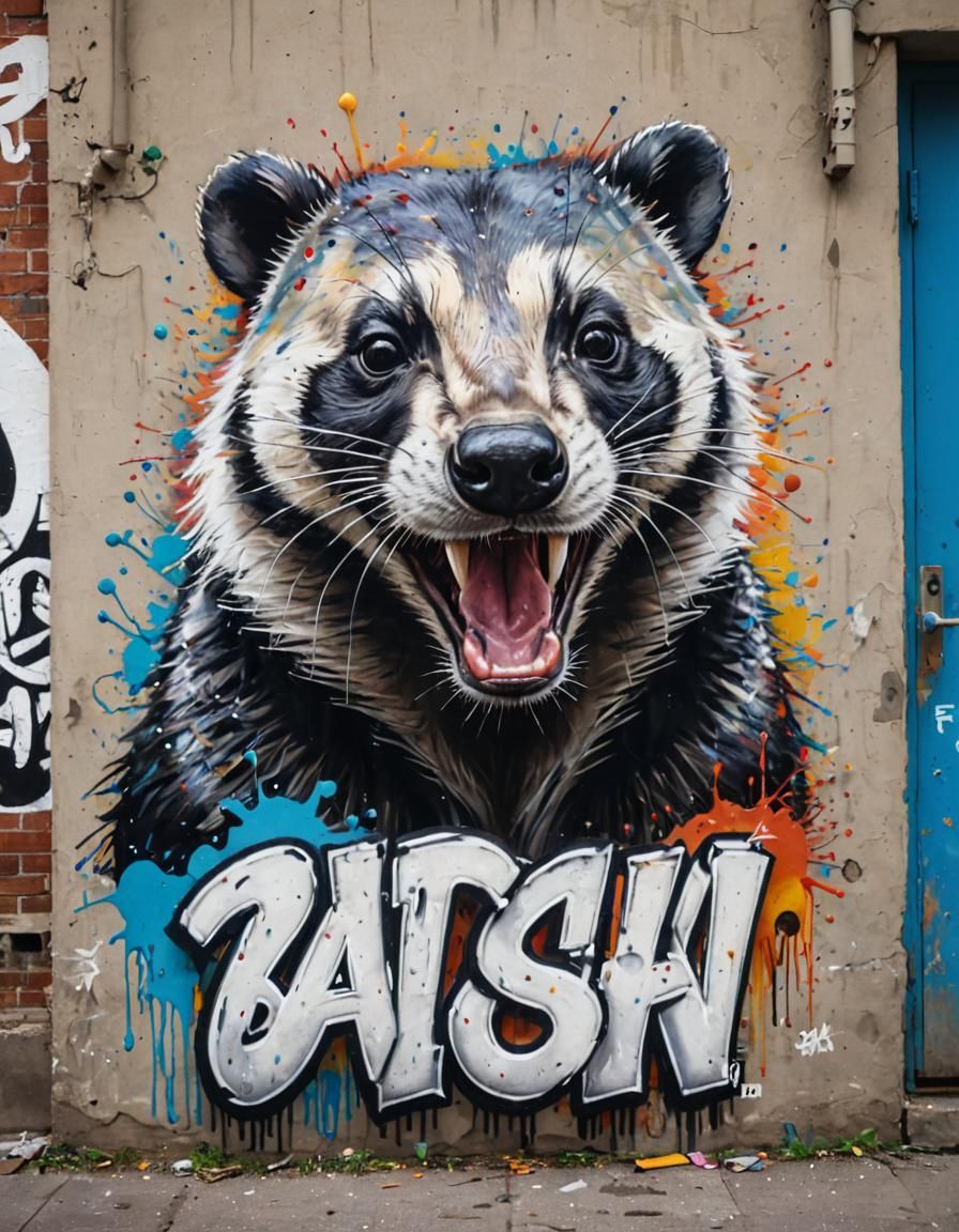 Badger Queen Street Art Portrait in Graffiti Style