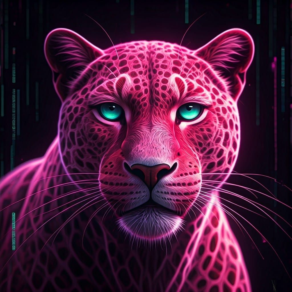Electroluminescent Pink Panther in Fractal Data Stream