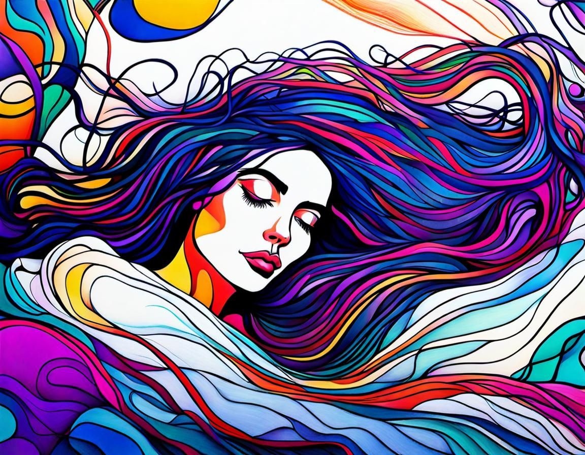 Woman Waking Up: Neurographic Drawing of Beauty and Chaos