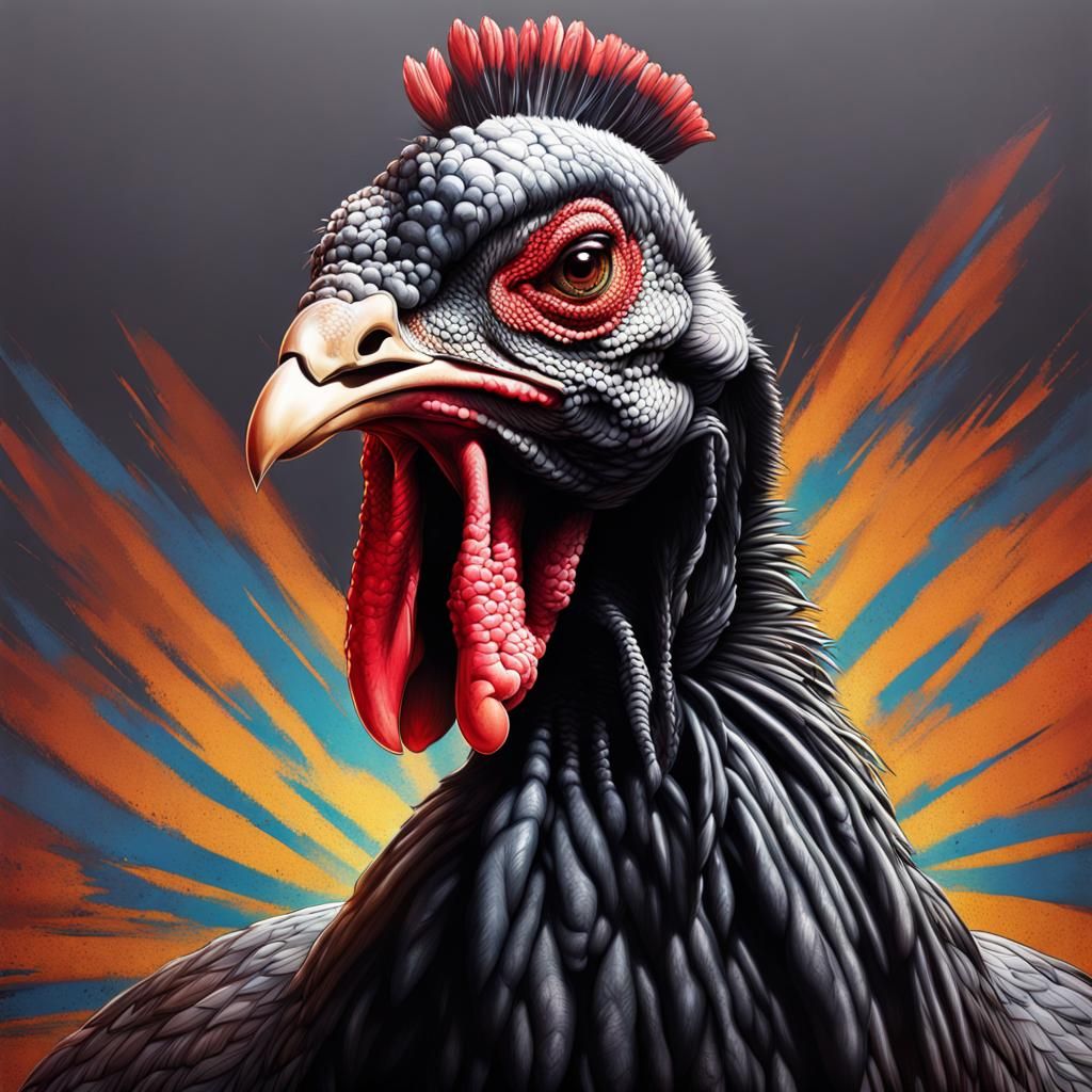 Hyperrealistic Goth Rock Turkeys in Splash Art Style