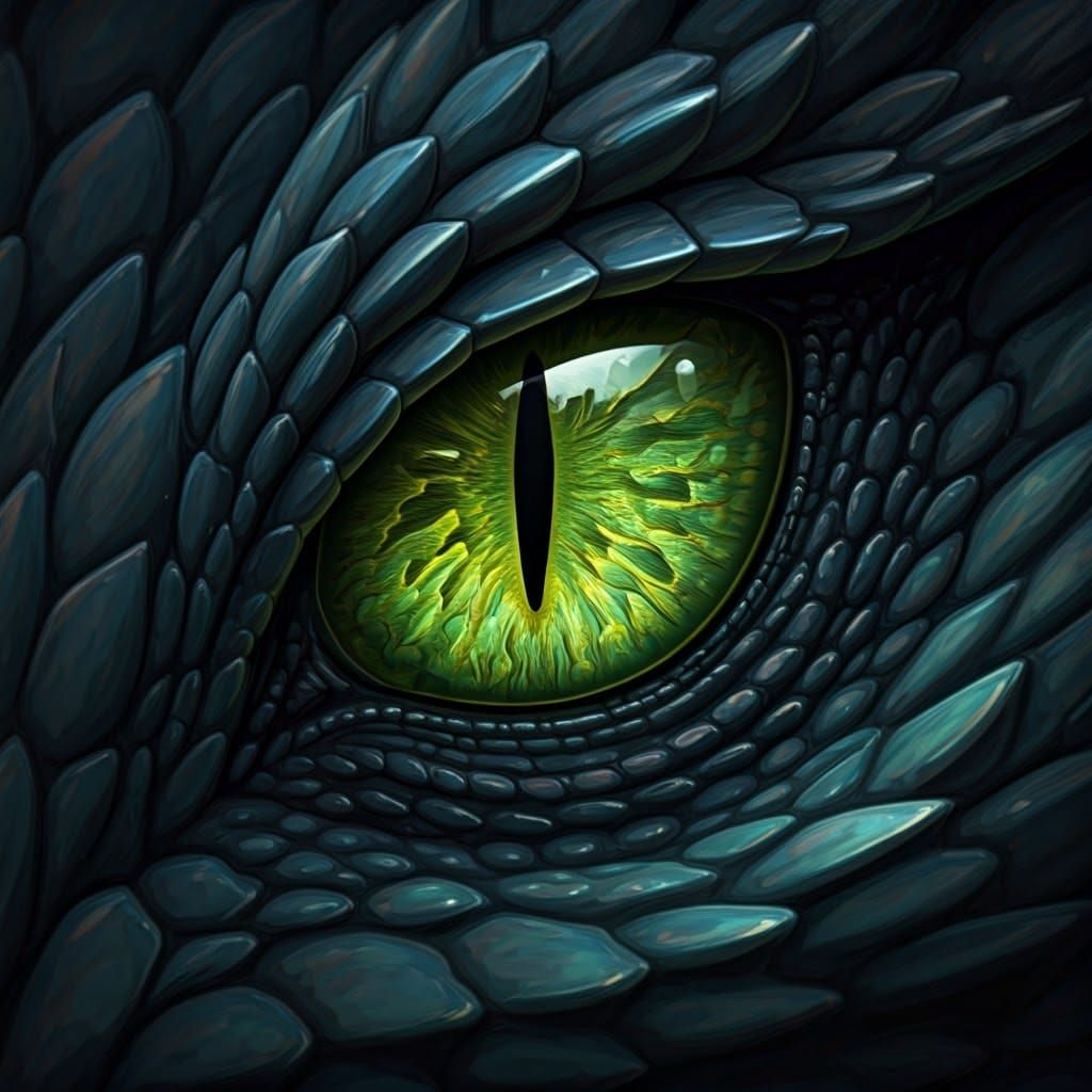 Mystical Emerald Dragon Eyes in Dark Fantasy Style