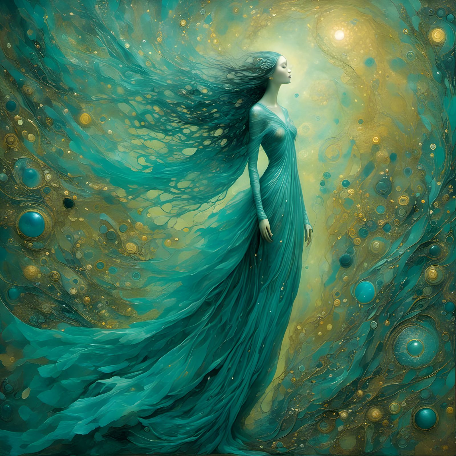 Turquoise Alien in Comic Book Art Style