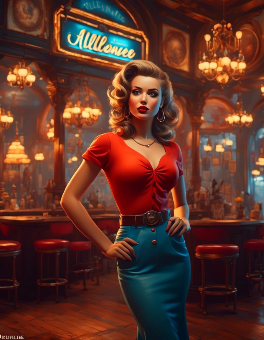 Classic Pin-Up Portrait with Volumetric Lighting