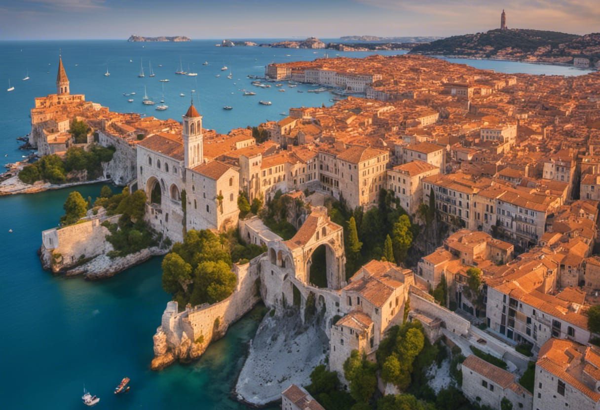 Sunset Over Medieval Bridges and Island Palaces