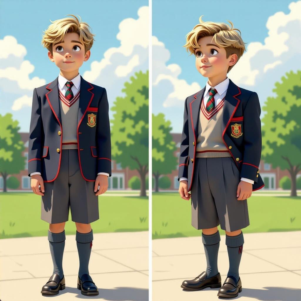Handsome Student in English School Uniform
