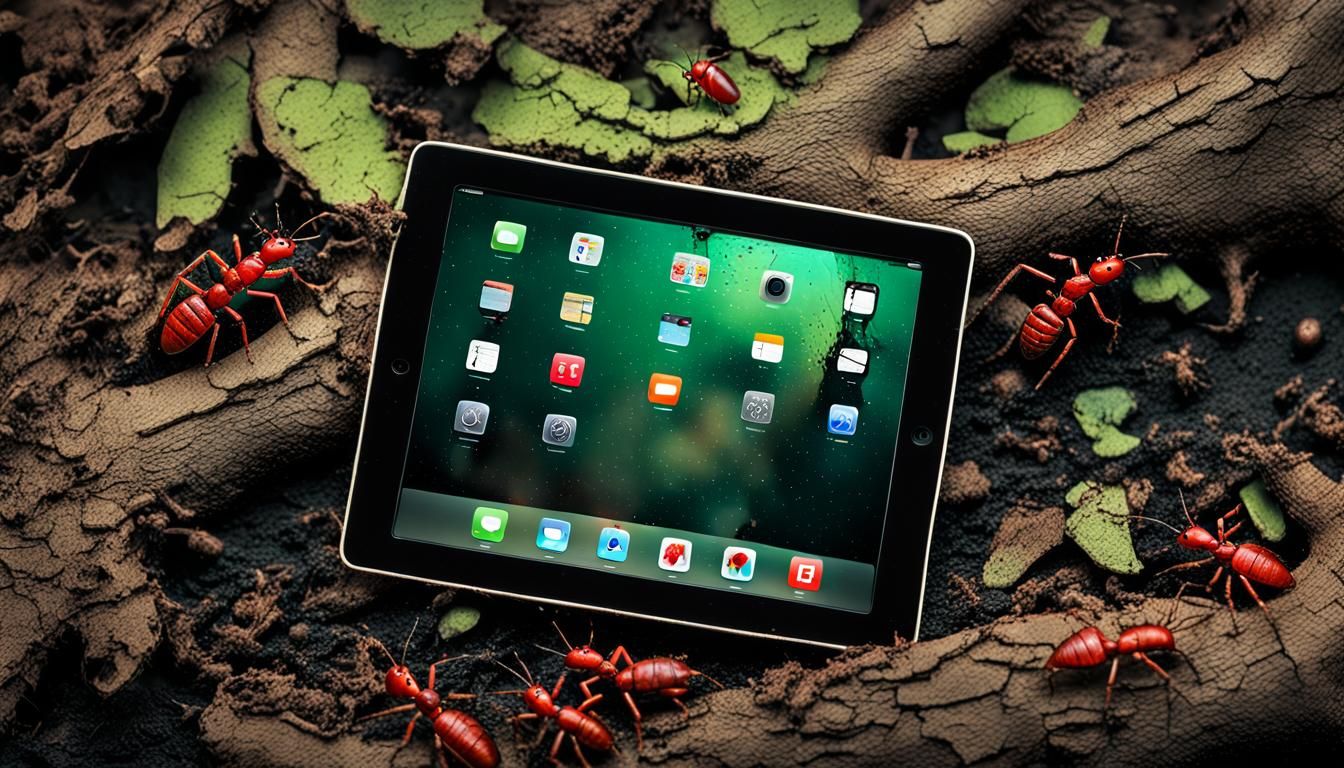 Broken iPad Under Tree: Concept Art Close-Up